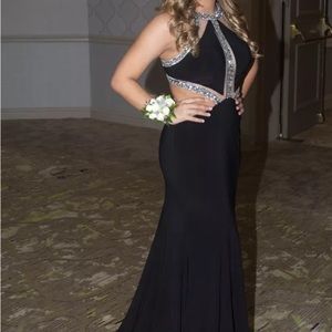 Black prom dress with silver detailing